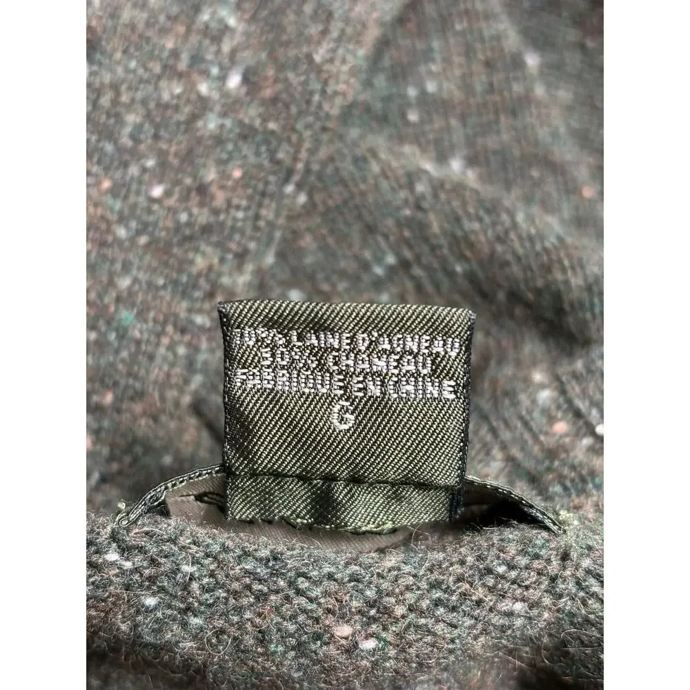 Eddie Bauer Lambswool Knit Sweater Mens Size L Olive Green V-Neck Long Sleeve